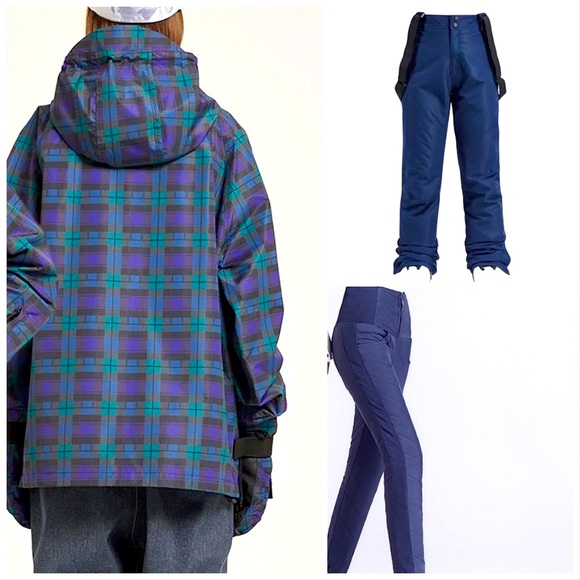 Sunny Day Ski JACKET navy green Blackwatch Tartan Plaid UPF 40+ WINDBREAKER COAT - Picture 12 of 16